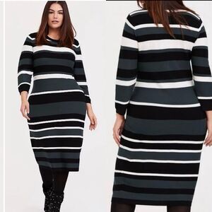 Striped Black and Gray Women's Dress